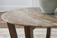 Warm Brown round natural marble coffee table, product view 5 - 5