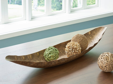 Wystenburg Antique Gold-Tone Hammered Metal Tray