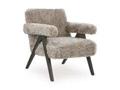 Mocha Solid Wood Leg Accent Chair, full product view - 6