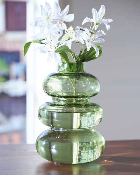 Renethorne Green Stacked Form Blown Glass Vase