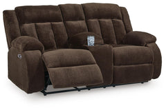Chocolate, complete loveseat with footrest extended - 3