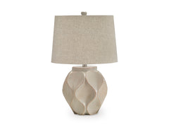 Distressed Cream table lamp, full product view - 1