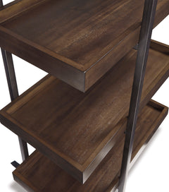 Brown/Gunmetal, wood veneer shelf and metal frame detail - 4