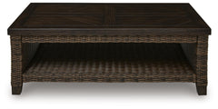 Dark Brown, front coffee table and shelf view - 3
