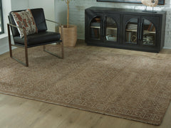 Brown/Ivory 93.38" x 118", room view; furniture excluded - 2