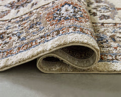 Blue/Brown/Beige 8' x 10', rolled rug backing detail - 4