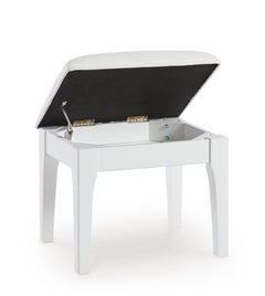 White, hinged seat open showing storage compartment - 2