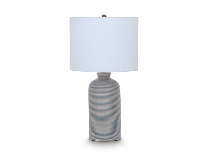 Wimlow Gray Blue Ridged Ceramic Table Lamp
