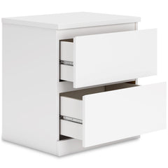 White, nightstand with drawers open - 2