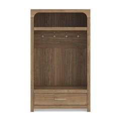 Brown hall tree with storage bench and coat hooks, product view 3 - 3