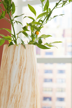 Tan/White 14.25-inch height vase, product view 3 - 7