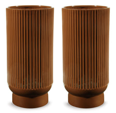 Burnt Umber 14.88-inch height vase set, complete set of two matching vases - 9