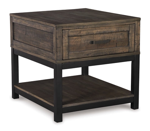 Rustic Grayish Brown One-Drawer End Table with Lower Shelf