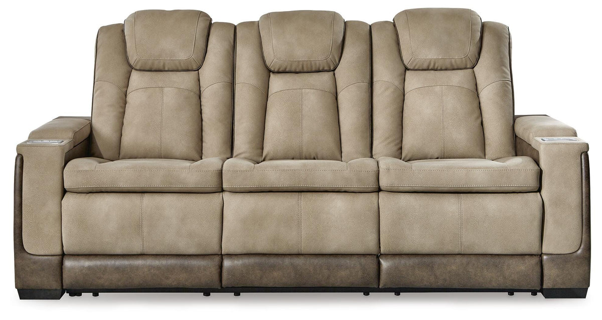 Sand, complete power reclining sofa, front view