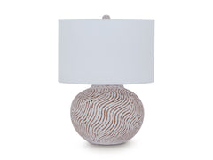 Distressed White table lamp, full product view - 1