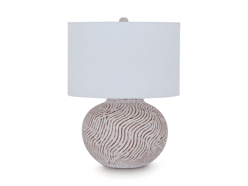Vien Distressed White Terracotta Table Lamp