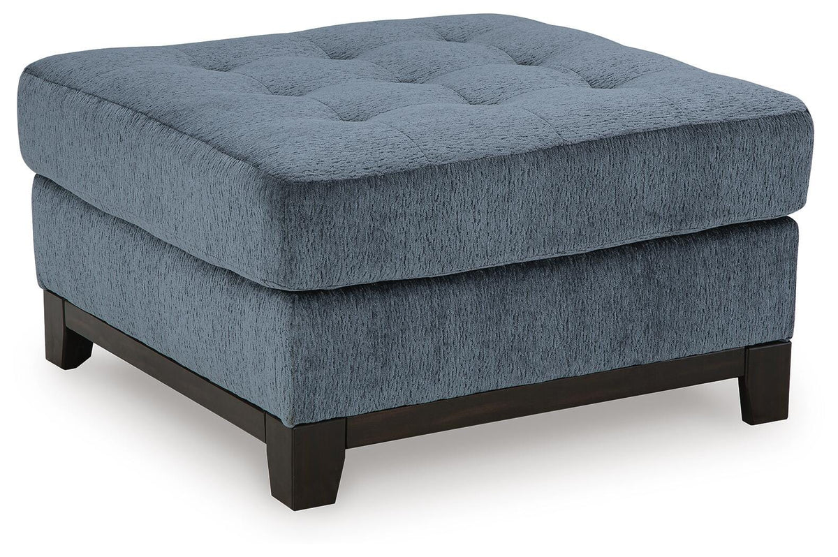 Navy, complete tufted ottoman, angled product view