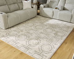 Ivory/Gray 94.5" x 121", room view; furniture excluded - 2