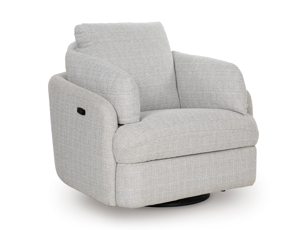Stone Power Swivel Recliner with Storage, full product view