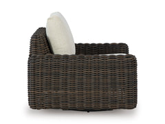 Beige/Dark Brown Swivel Glider Lounge w/Cushion, product view 4 - 4