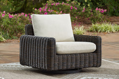Beige/Dark Brown Swivel Glider Lounge w/Cushion, product view 5 - 5