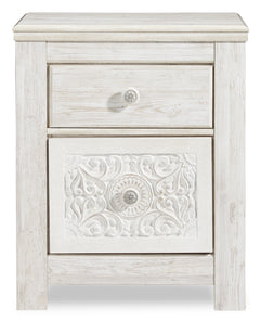 Whitewash, full front view of nightstand - 3