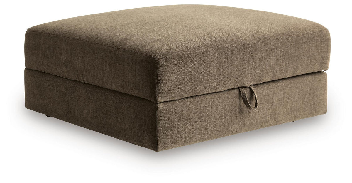 Coffee, complete closed ottoman angled view
