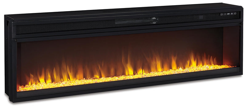 Wide Infrared Electric Fireplace Insert with Crystals and Stones