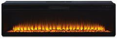 Black, complete fireplace insert with stone display front view - 3