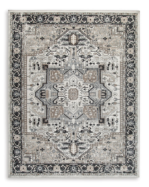 Neutral Vintage Medallion Machine-Washable Rug