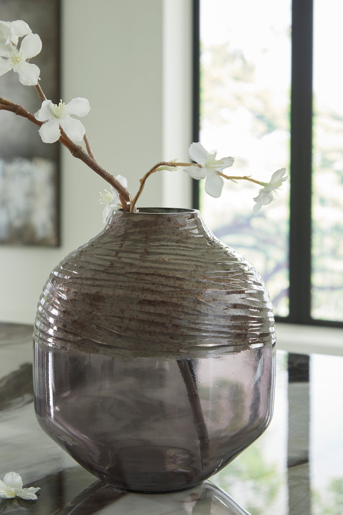 Iridescent Gray 8.25-inch height vase, full product view