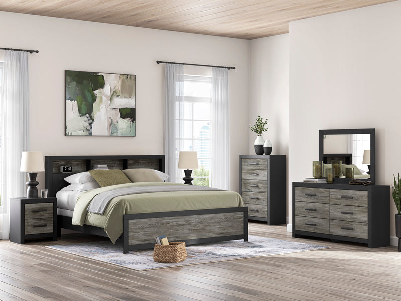 Black and Gray Bookcase Bedroom Furniture Collection