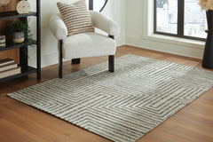 Ivory/Gray 61.13" x 85", room view; furniture excluded - 6