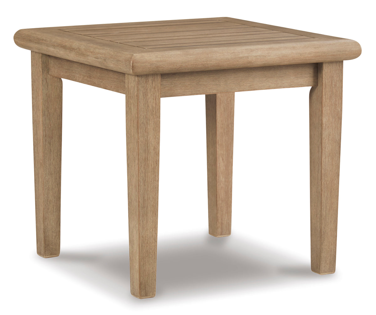 Grayish Brown Square End Table, full product view