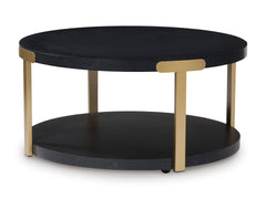 Black/Brass Finish three-piece table set, product view 4 - 4