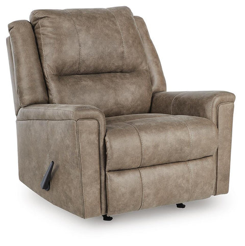 Faux-Leather Manual Rocker Recliner in Fog or Walnut