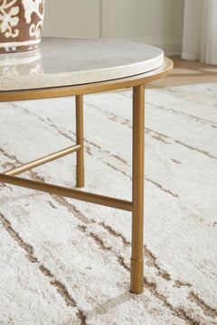 Antique Gold Round Marble Coffee Table, product view 4 - 4