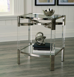 Clear/Silver Finish clear and silver-tone accent table, full product view - 1