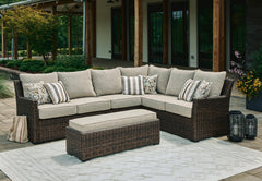 Brown, complete set in outdoor setting; accessories excluded - 2