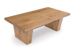 Light Brown rectangular coffee table with lower shelf, product view 2 - 2