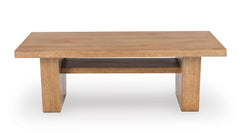 Light Brown rectangular coffee table with lower shelf, product view 3 - 3