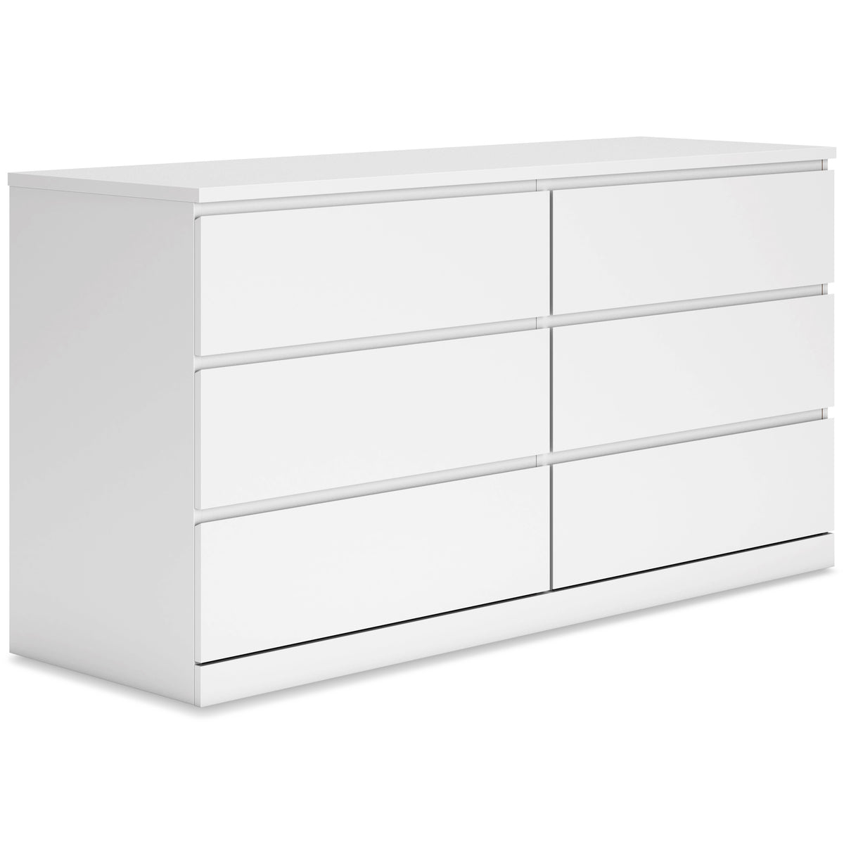 White, complete six-drawer dresser, angled view