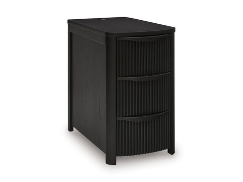 Reeded Three-Drawer Chairside End Table with USB Charging