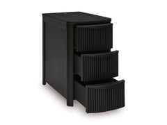 Black Reeded Three Drawer Charging End Table, product view 2 - 2