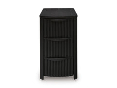 Black Reeded Three Drawer Charging End Table, product view 3 - 3