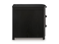 Black Reeded Three Drawer Charging End Table, product view 4 - 4