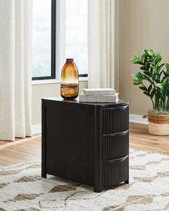 Black Reeded Three Drawer Charging End Table, product view 5 - 5