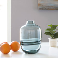 Teal teal indoor outdoor glass vase, full product view - 5