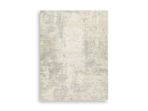 Gray White and Cream Distressed Abstract Woven Rug