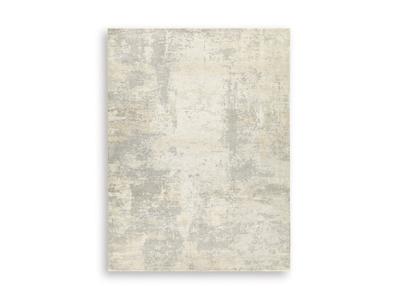 Gray White and Cream Distressed Abstract Woven Rug